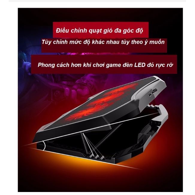 Đế tản nhiệt laptop thương hiệu Nuoxi quạt cực mạnh , chạy cực êm, mát máy