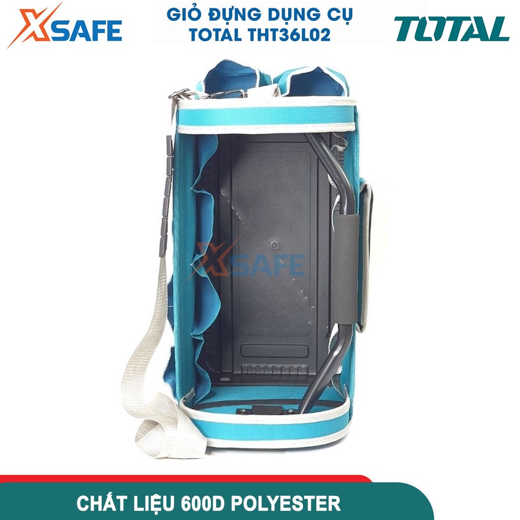 Giỏ đựng công cụ 16 inch TOTAL THT36L02, túi đựng đồ nghề 12 túi đựng dụng cụ, chất liệu 600D polyester dày dặn,cứng cáp