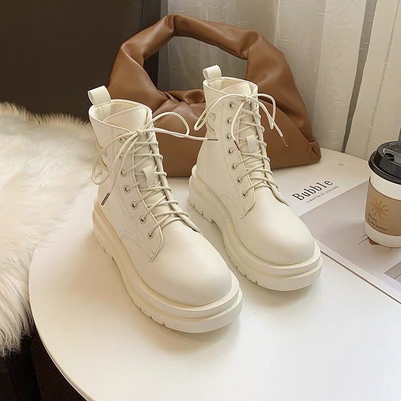 Boots Martin Ulzzang cổ ngắn đế cao 5cm / Giày boots cổ ngắn đan dây hàn quốc | BigBuy360 - bigbuy360.vn