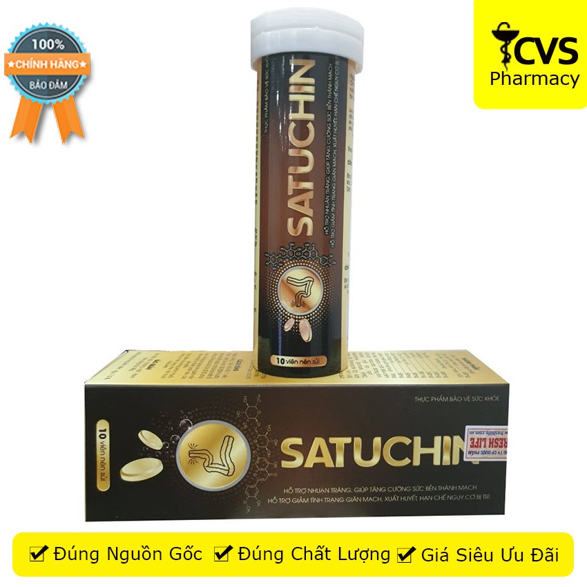 SATUCHIN (Hộp 3 tuýp sủi) – Viên sủi trĩ chiết xuất từ hoa hòe - cvspharmacy
