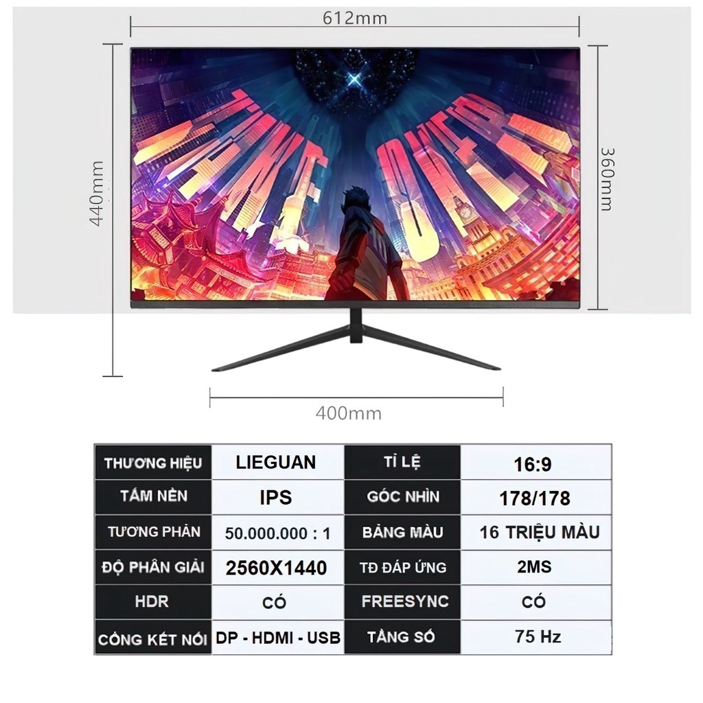 Màn Hình Máy Tính 27 inch QHD 2K (2560 x 1440) 75hz Xiangye