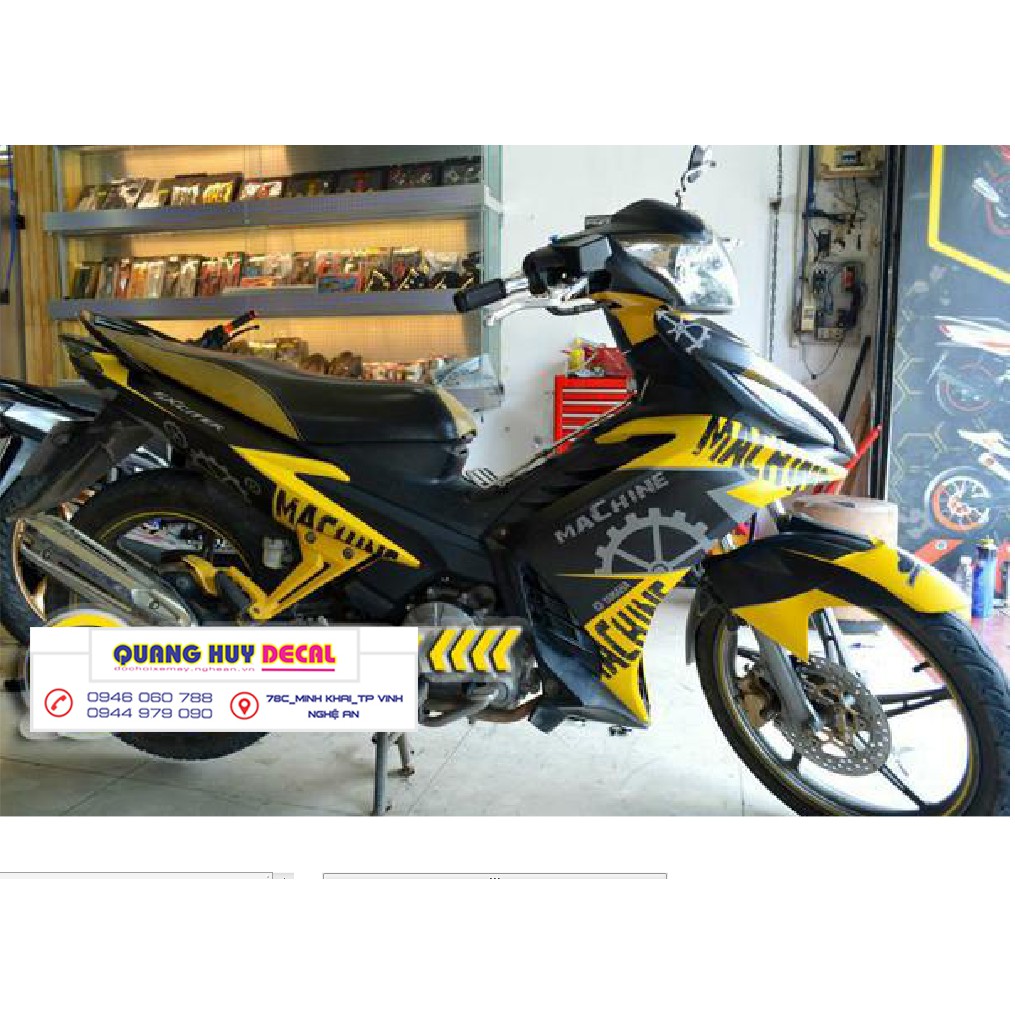 Tem trùm exciter 135 vàng đen, độ team decal xe ex dán đời 2011-2014