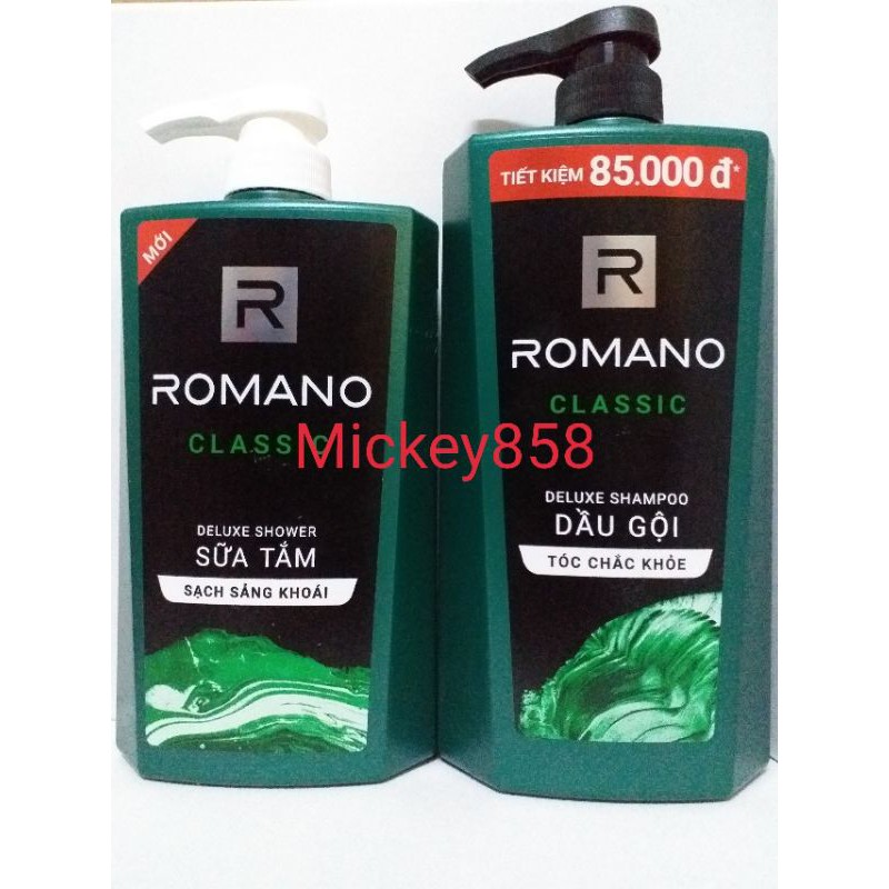 Combo 900g Dầu gội Romano classic + sữa tắm Romano classic 650g