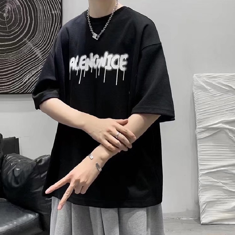 Áo Thun Mùa Hè Dáng Suông Cổ Tròn In Họa Tiết Chữ Phong Cách Hàn Quốc Thời Trang Cho Nam Và Nữ size M-8XL