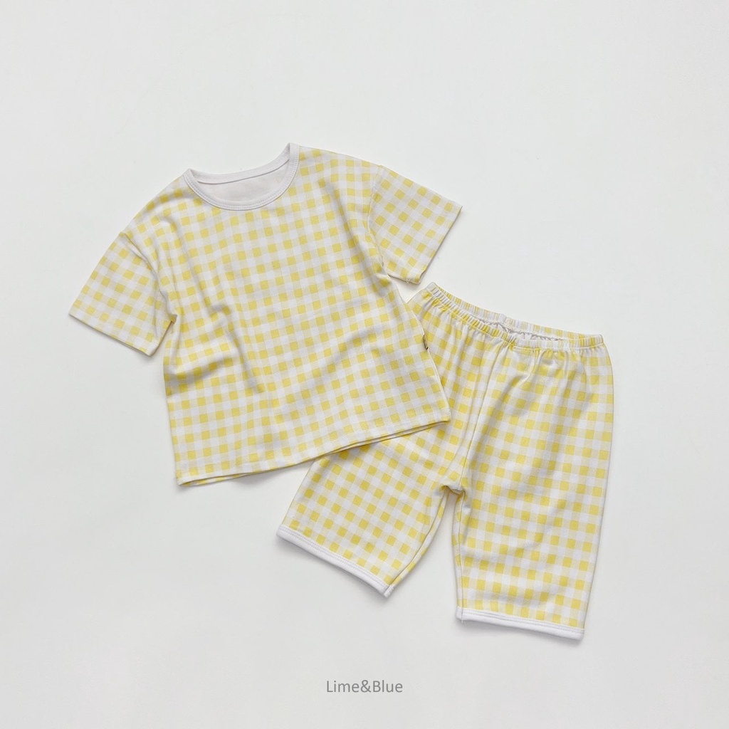 Lime&Blue Bộ đồ kẻ Check Check cho bé trai , bé gái