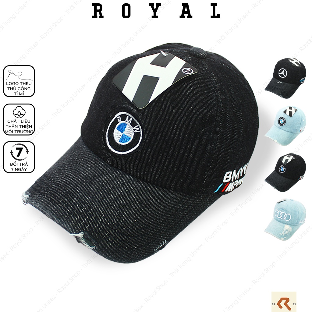 Mũ Lưỡi Trai Nón Lưỡi Trai Nam Nữ Jeans Logo Xe Audi Bmw Mercedes Vải Denim Nón Kết - Royal Caps