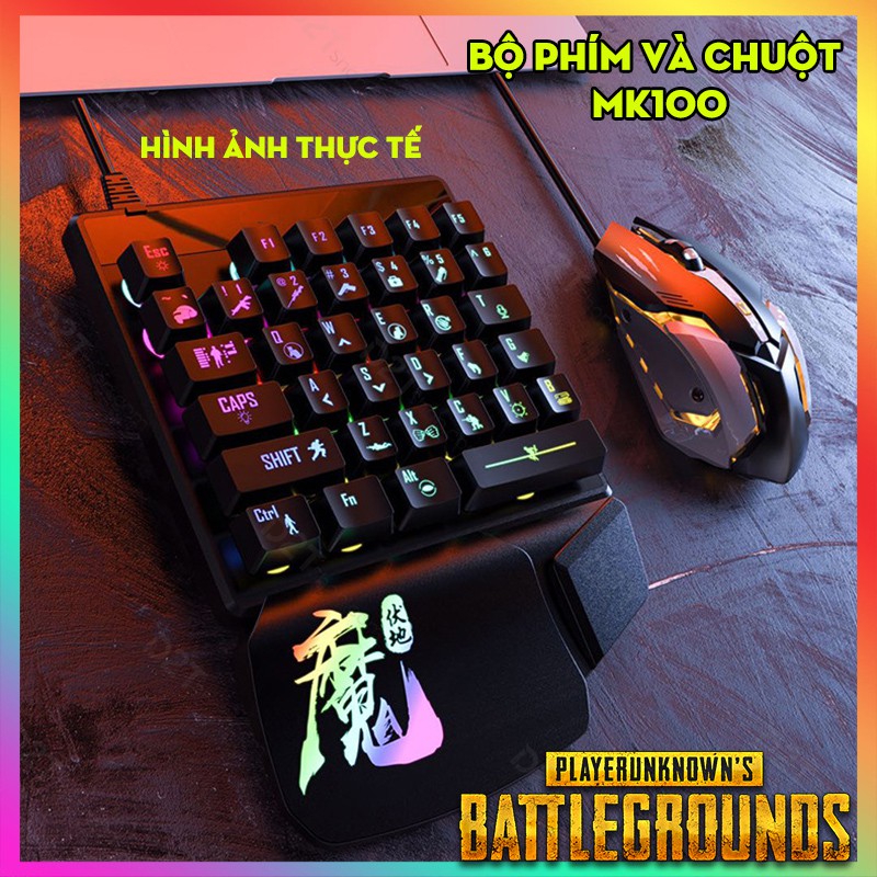 Bộ bàn phím chuột gaming MK100 chơi game PUBG, Call of Duty trên các bộ chuyển đổi game Flydigi Q1, Handjoy D4, RezarP30