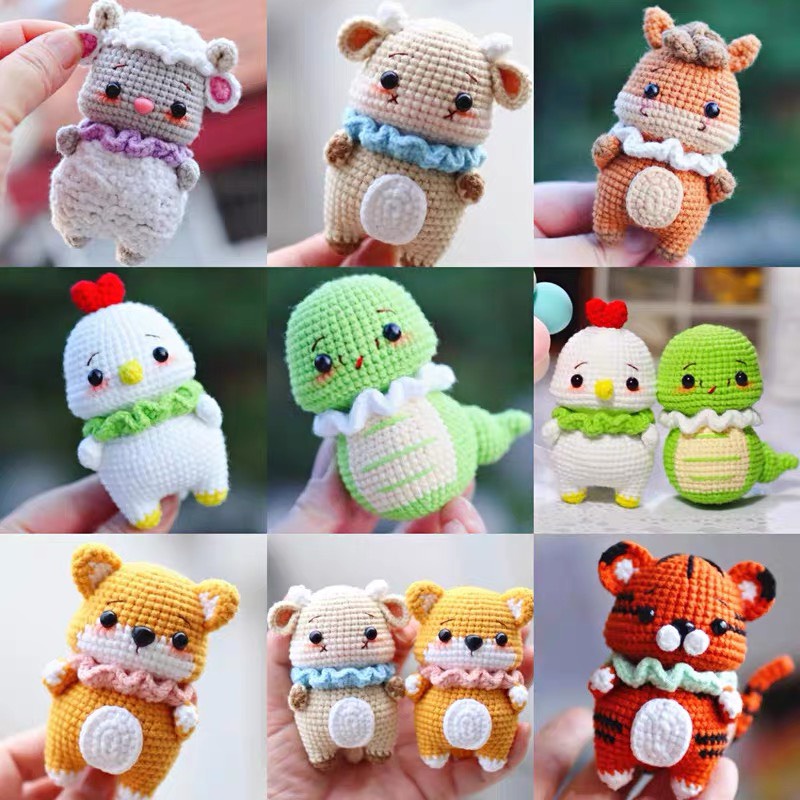 Chủ Đề 12 Con Giáp - DIY Gói Nguyên Liệu Móc Len - Tặng Kèm Móc Treo Chìa Khóa- Qùa Tặng Handmade Tự Làm