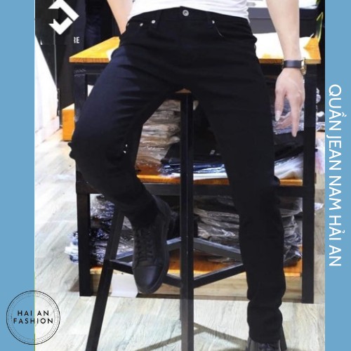 Quần Jean Nam ⚡ 𝗛𝗮̀𝗻𝗴 𝗰𝗮𝗼 𝗰𝗮̂́𝗽 ⚡ Quần bò đen trơn ZR, dáng ôm ống côn co dãn trẻ trung, năng động, thời trang