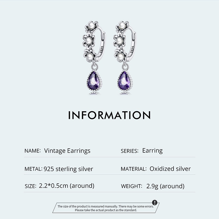 Bông tai BAMOER SCE1472 bạc 925 đính ngọc trai giả