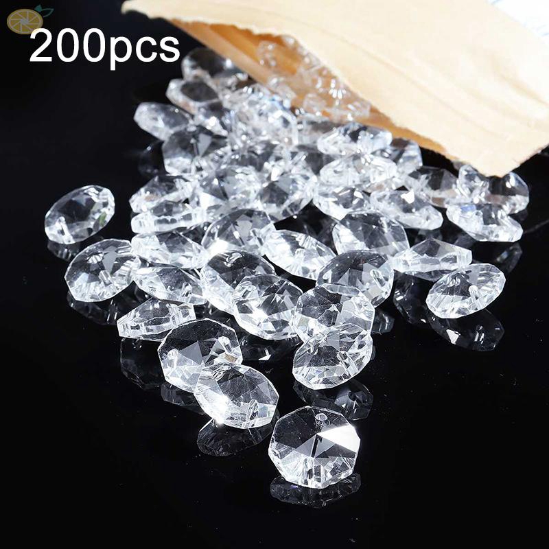 200 Hạt pha lê trong suốt 14mm trang trí nhà cửa