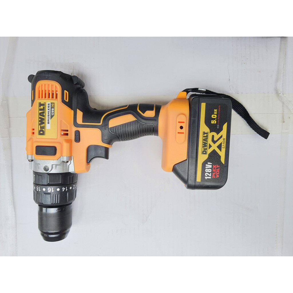 Máy Khoan Pin 128V DEWALT 3 Chức Năng-Có Búa-Lõi Đồng-Đầu 13 Autolock