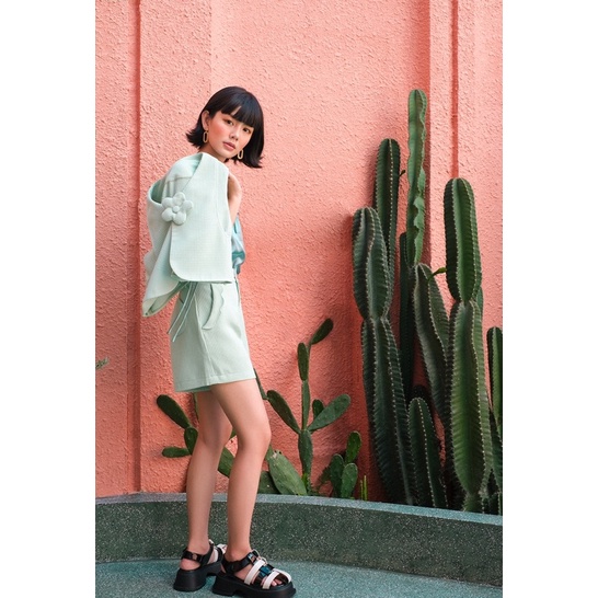 Double Moonshot - Áo Gilet phối hoa màu xanh mint Freesize