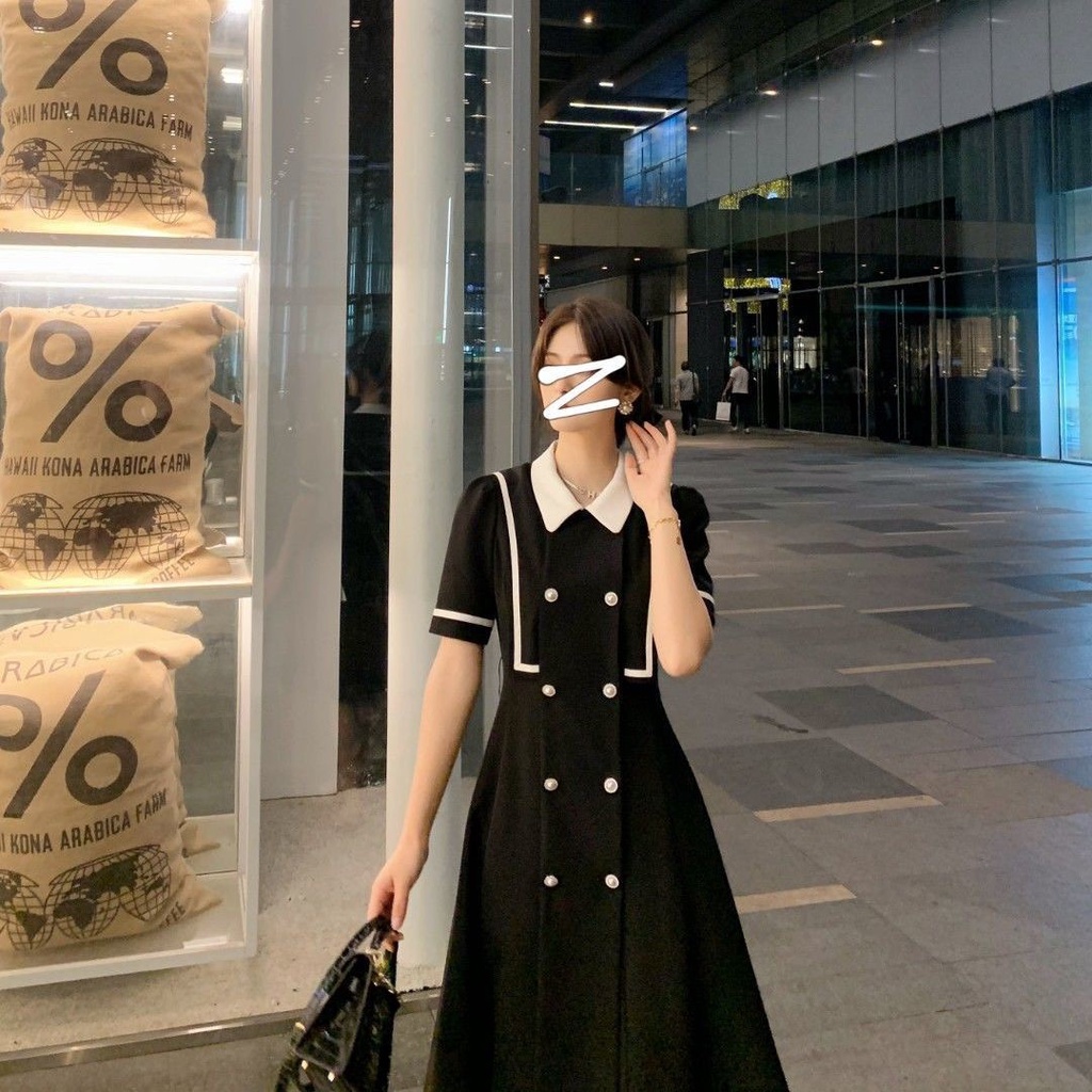 Đầm Dài Dáng Rộng Màu Sắc Tương Phản Thời Trang Mùa Hè Cho Nữ