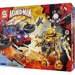 Lắp ráp Người nhện Spiderman lái máy bay chiến đấu SY1422 - 590 chi tiết