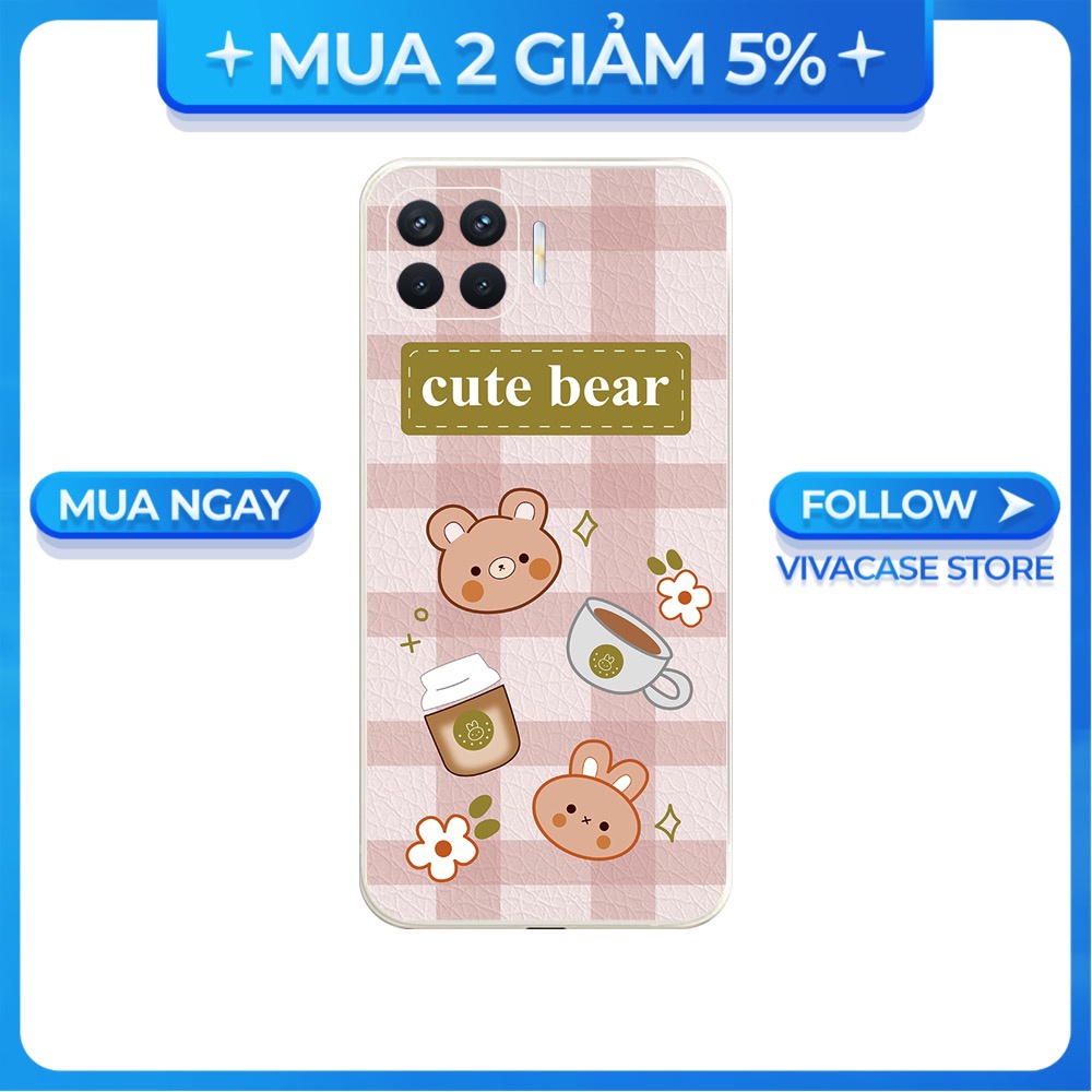 Ốp lưng cạnh vuông OPPO A1K/A5S/A74/A54/....viền bảo vệ camera hình Bear Cute