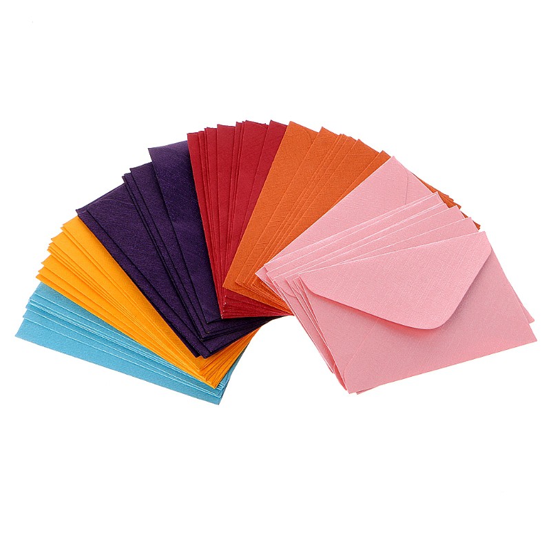 Set 50 Bao Thư Giấy Mini Phong Cách Retro Xinh Xắn