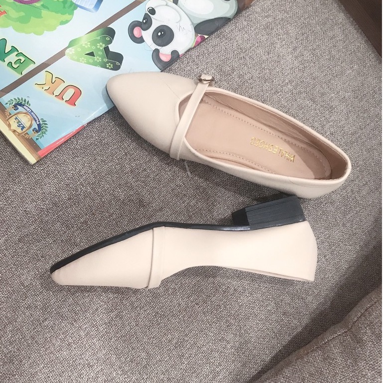 Giày Đế Bằng 3P  mã BBB6 hàng đẹp dễ phối đồ 2 màu Kem và Đen