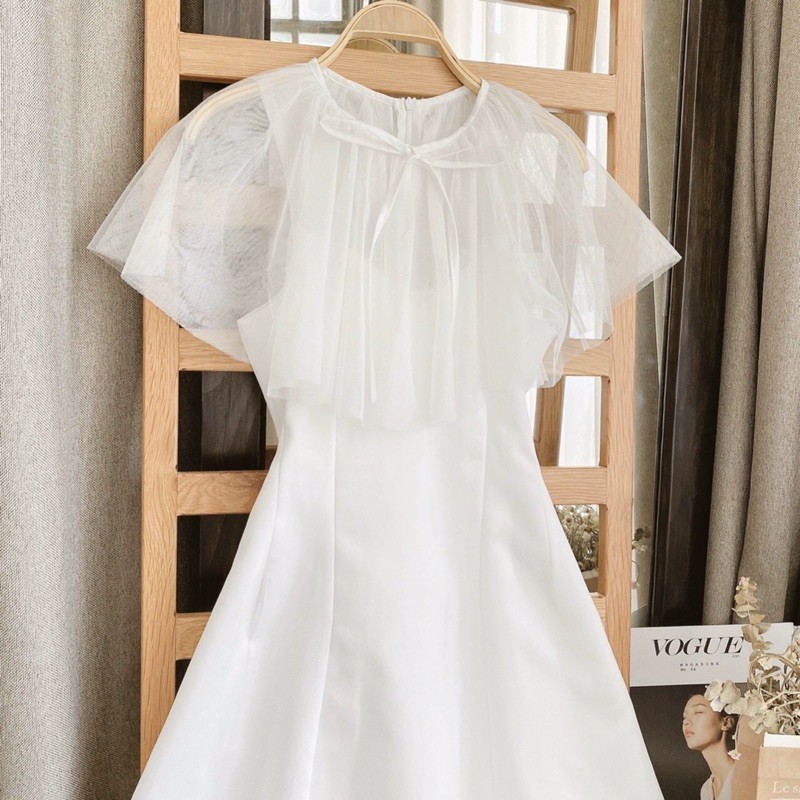 Đầm trắng🌷Hình thật 100%🌷Đầm trắng tay cánh tiên phối voan | BigBuy360 - bigbuy360.vn