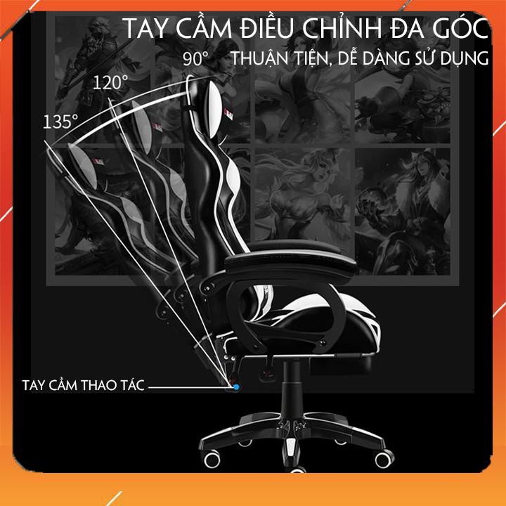 Ghế gaming kèm gối massage cao cấp , Ghế xoay 360 độ - nâng hạ ghế - ngả lưng