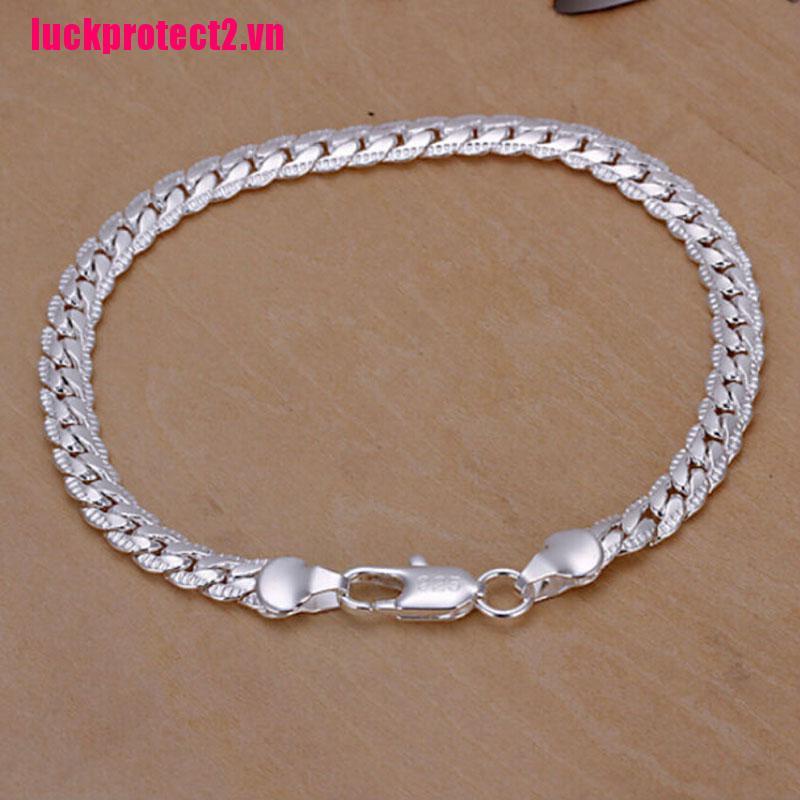 Vòng Tay Mạ Bạc Rộng 5Mm Thời Trang Cho Nam