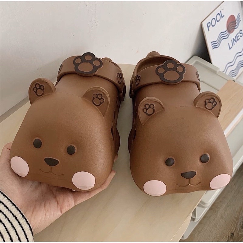 Dép sục cross gấu má hồng dễ thương cute nam nữ 🐻