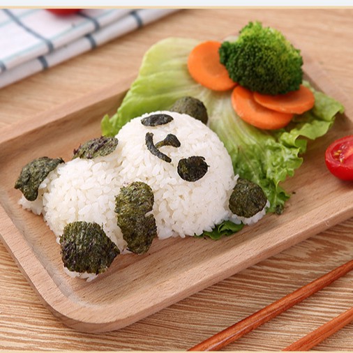 Bộ khuôn bento ép cơm, bánh mì hình gấu trúc panda
