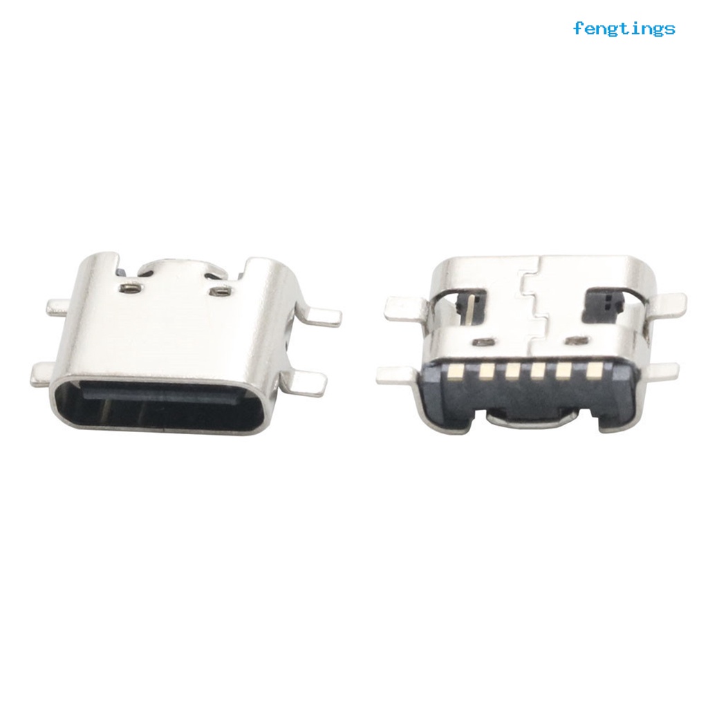 Set 10 Ổ Cắm Type-C 3.1 6pin SMT Bằng Thép Không Gỉ