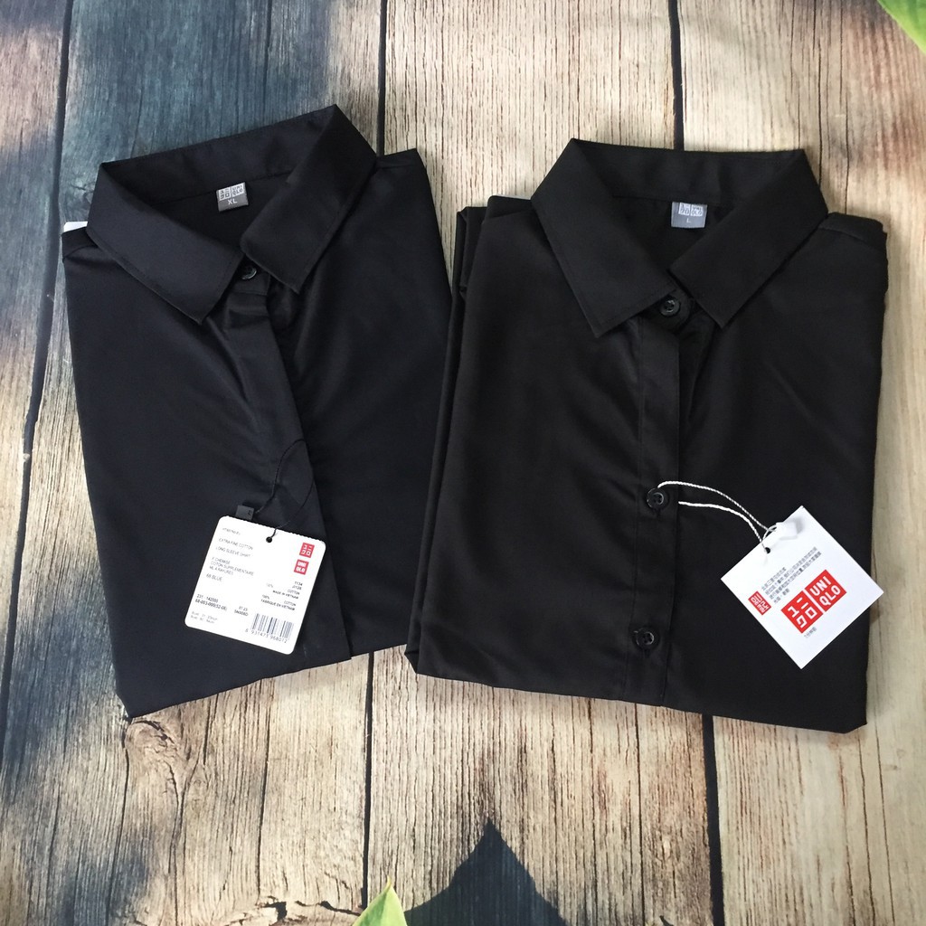 Áo sơ mi nữ dài tay basic màu đen