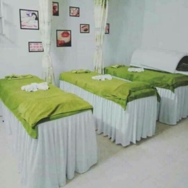 Combo ga trải giường spa+vỏ gối+ ruột gối+khăn trải giường+khăn gối