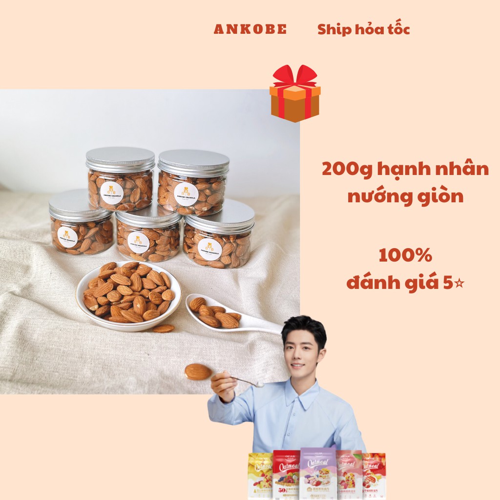 Túi 200g Hạt hạnh nhân tách vỏ sấy khô / Hộp Mơ sấy dẻo ngọt tự nhiên giúp ăn kiêng, giảm cân