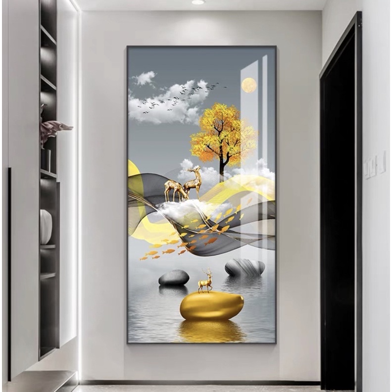 Tranh Treo Tường Lối Vào Cầu Thang Tráng gương Phòng Khách/ Ngủ/ Phòng ăn/ Nhà Hàng Khách Cầu Thang Hươu Lông Vũ