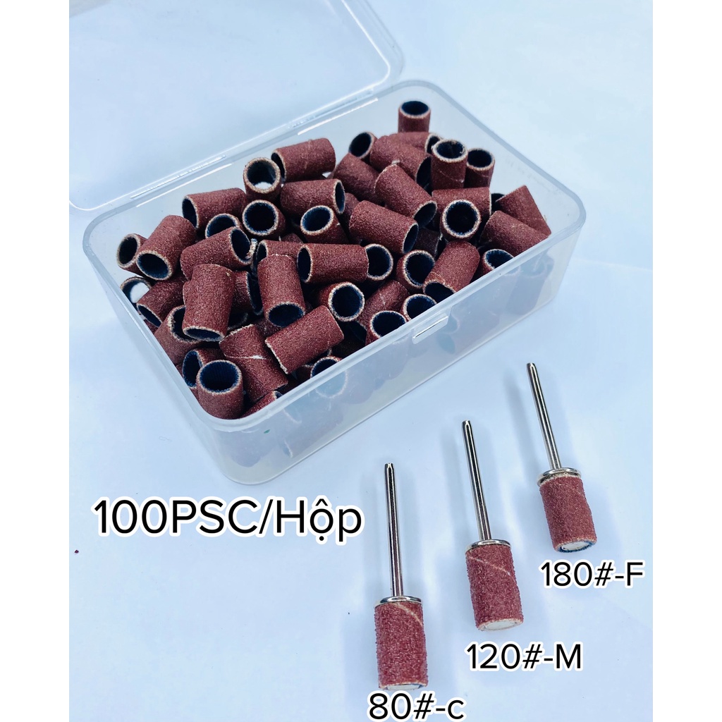 Nhám bọc đầu mài nâu 100 cái/ hộp - loại thường - Sushi nail mi