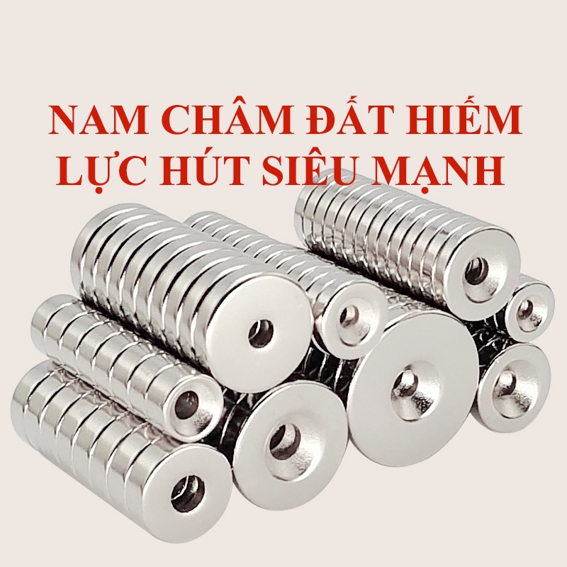 Nam châm đất hiếm có lỗ nhiều kích thước lực hút siêu mạnh