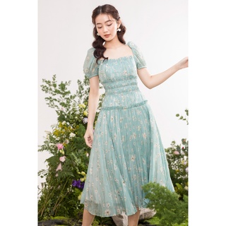 Tiela đầm váy dập ly tay phồng - sarah dress