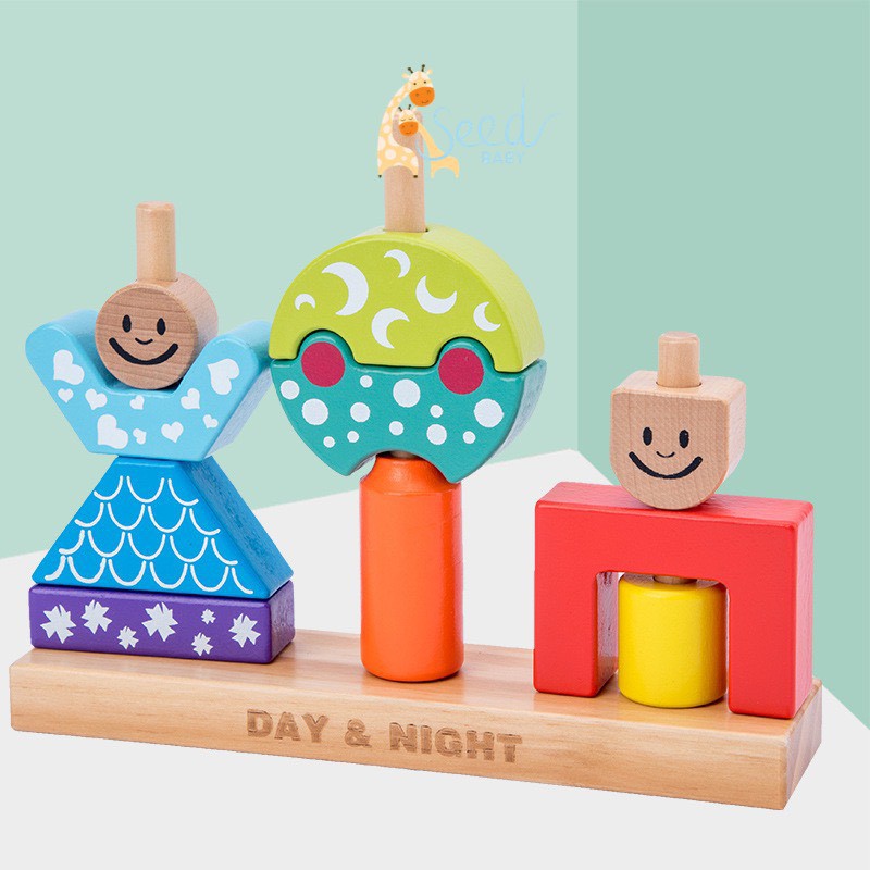 Đồ chơi xếp gỗ sáng tạo cho bé Day &amp; Night - SEED BABY