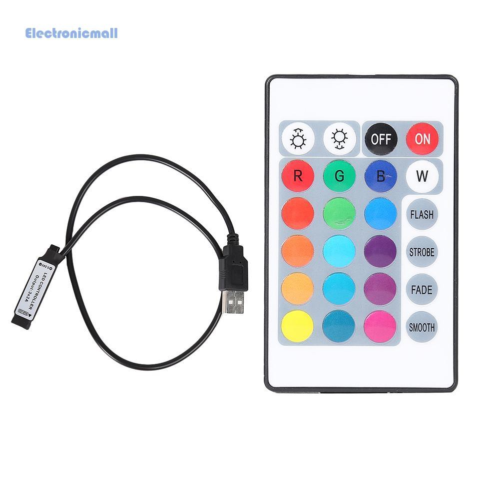 Bộ Điều Khiển Đèn Led Điện Tử 24 Phím 5-24v Usb Rgb Kèm Điều Khiển Từ Xa