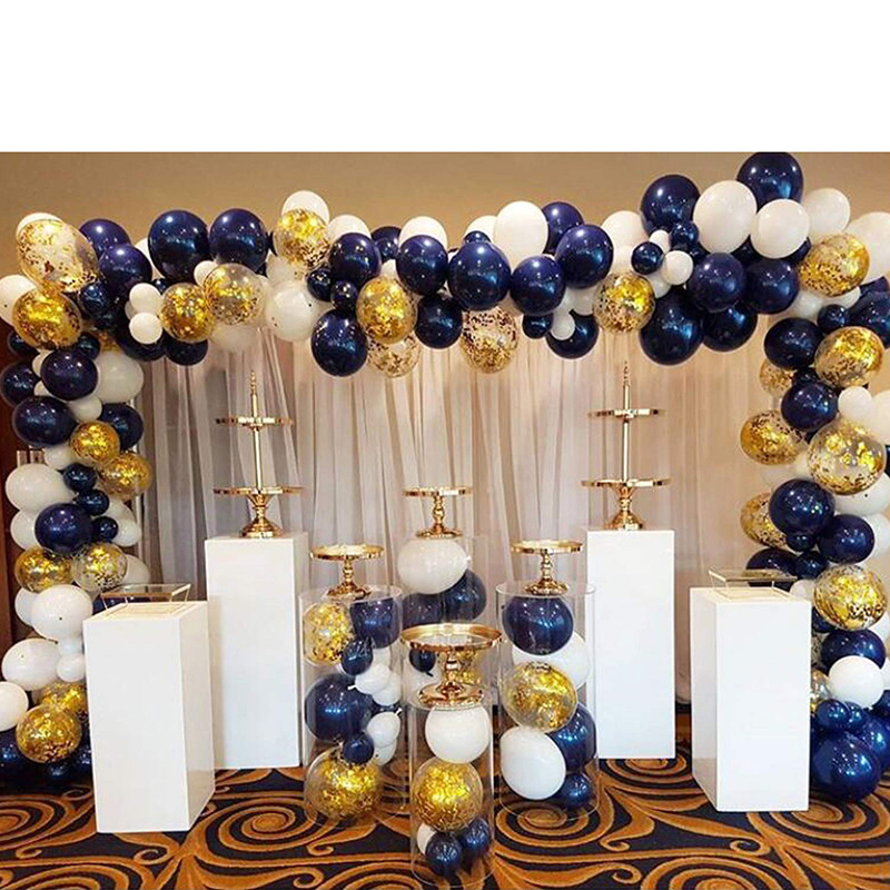 102PCS Blue and gold bong bóng đã đặt dây chuyền chuyền kết hợp bóng chuyền chuyền chuyền kết hợp một cặp đôi sinh nhật trang trí cho đám cưới kết hợp bóng bayTrụ bơm khí đẩy tay hộp dụng cụ