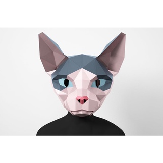 Bộ kit mặt nạ giấy 3D Mèo sphynx (màu tự chọn) hóa trang, trang trí nhà cửa, shop thời trang, góc làm việc workfromhome