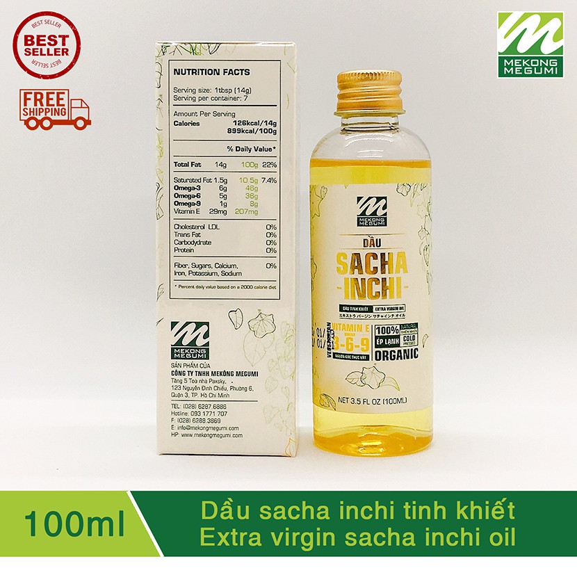 DẦU SACHI (SACHA INCHI) TINH KHIẾT MEKÔNG MEGUMI (Extra Virgin Sacha Inchi Oil) _ 100ML