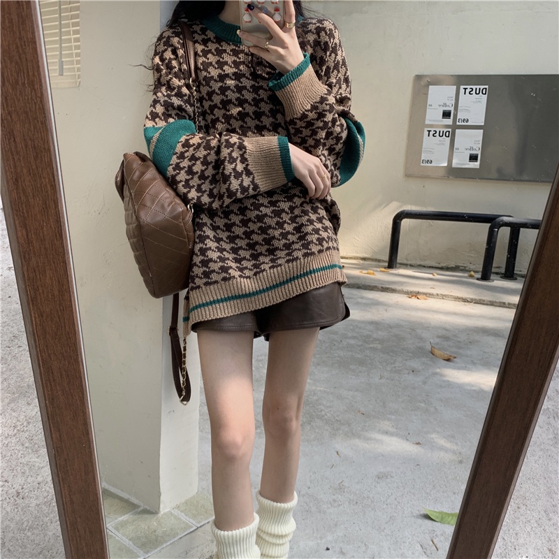 QADCOL Áo sweater dài tay phối màu tương phản thiết kế mới năng động thời trang