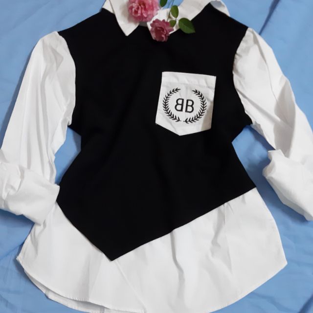 Áo sơ mi BB phối thun co giãn