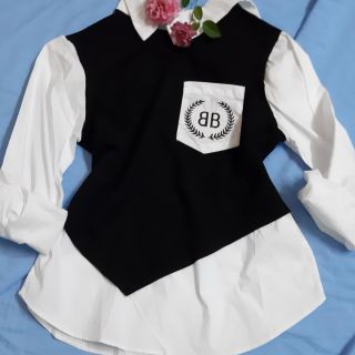 Áo sơ mi BB phối thun co giãn