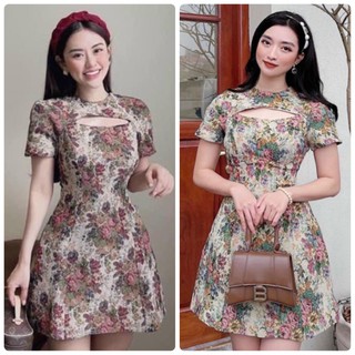 ĐẦM GẤM HOA KHOÉT NGỰC (KÈM VIDEO HÌNH THẬT)