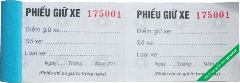 Phiếu giữ xe có số, không số