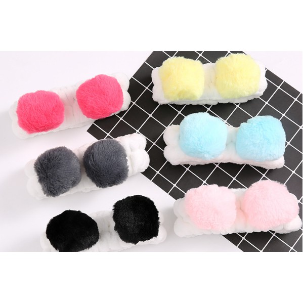 BĂNG ĐÔ CÀI TÓC MAKE UP 2 CỤC NHUNG THỎ TRÒN CHO MẸ-PK78