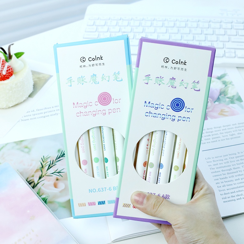 Set 6 Bút Đánh Dấu Hai Đầu Thay Đổi Màu Sắc Ma Thuật MOHAMM