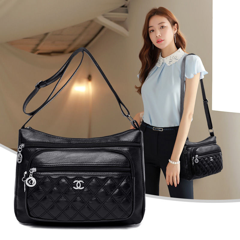 Hàng Mới Về Túi Xách Đeo Chéo pu Hình Vuông Sức Chứa Lớn Dễ Phối Đồ Thời Trang Phong Cách Mới Cho Phụ Nữ Trung Niên