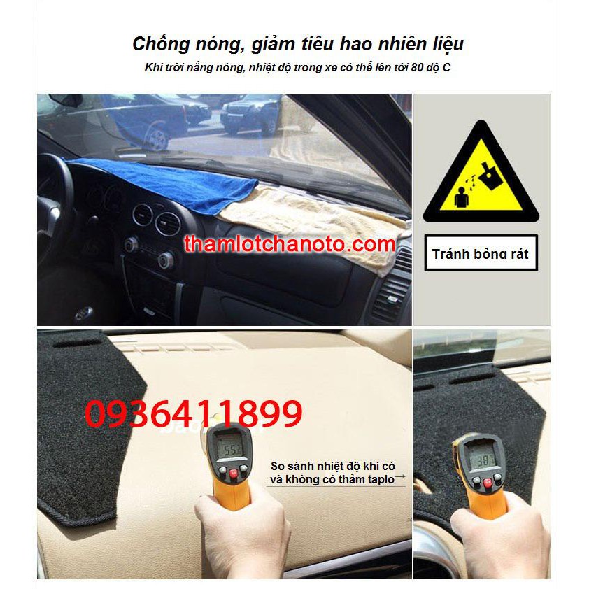 Thảm Taplo Toyota Hilux 2018 2019 2020 2021 2022 Màu Đen Chất Liệu Nhung Lông Cừu Đế Có Chống Trượt, chuẩn form xe