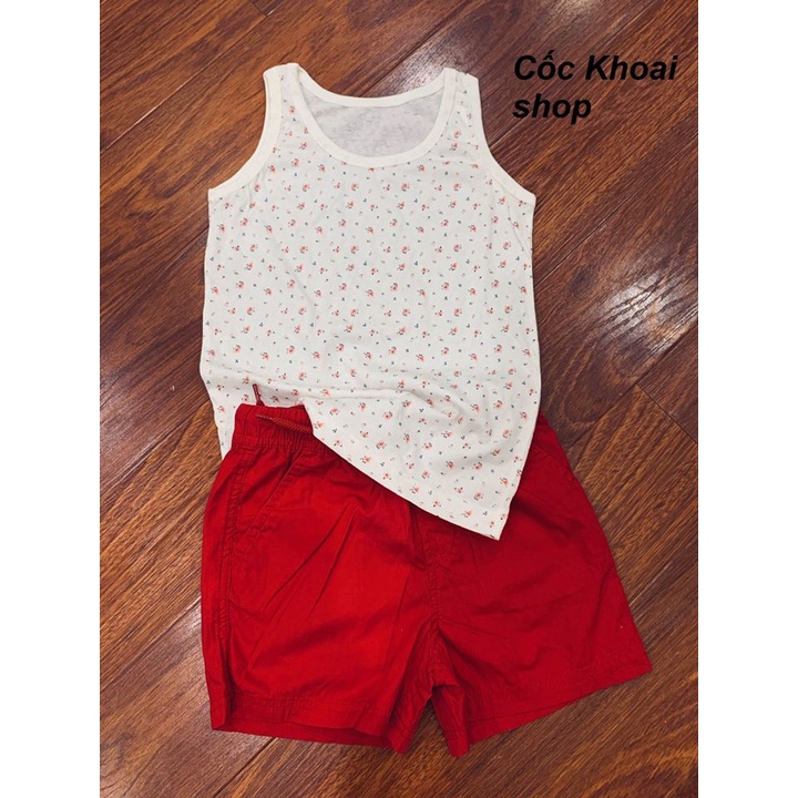 Áo 3 lỗ hoa nhí cotton giấy Hàn cực mát